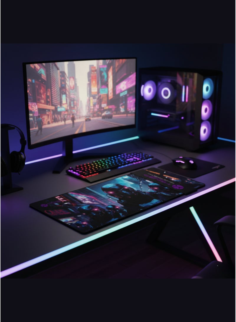 Mikuso Large Extended Mouse Pad Desk Mat – Non-Slip Rubber Base, Smooth Cloth Surface Gaming Mouse Pad for Keyboard & Mouse, Office Desk Pad for PC & Computer (3D Design) - Image 2